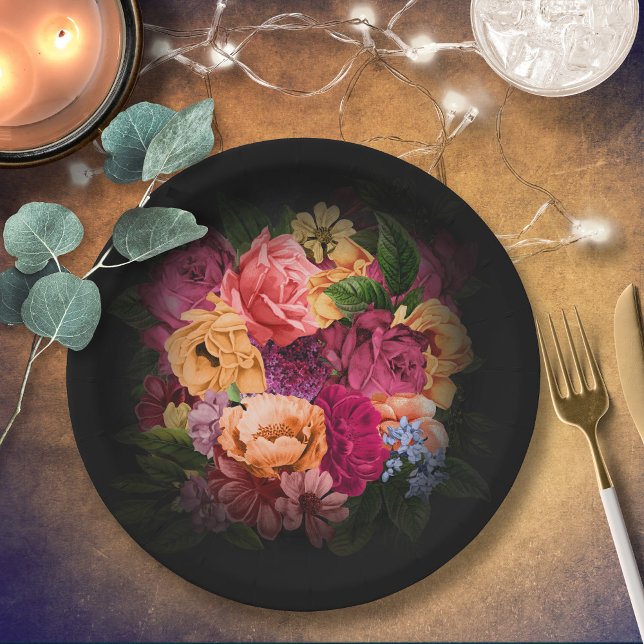 Sultry Nights Floral ID829 Paper Plates (Creator Uploaded)