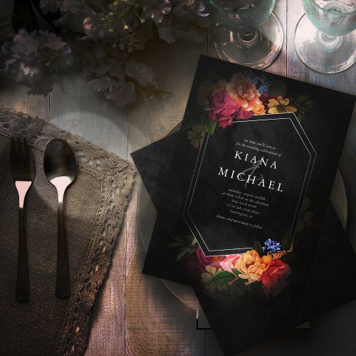 Sultry Nights Floral Wedding ID829 Invitation