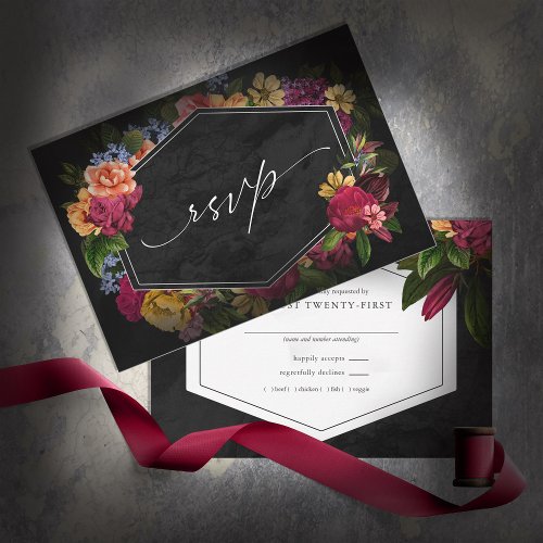 Sultry Nights Floral Wedding ID829 RSVP Card