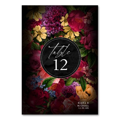 Sultry Nights Floral Wedding ID829 Table Number