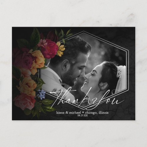 Sultry Nights Floral Wedding Thank You ID829 Announcement Postcard