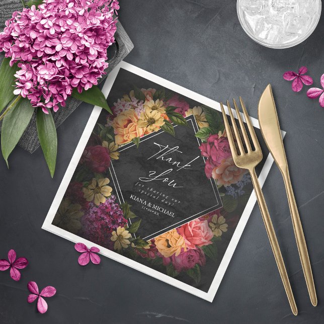 Sultry Nights Floral Wedding Thank You ID829 Paper Dinner Napkins (Creator Uploaded)