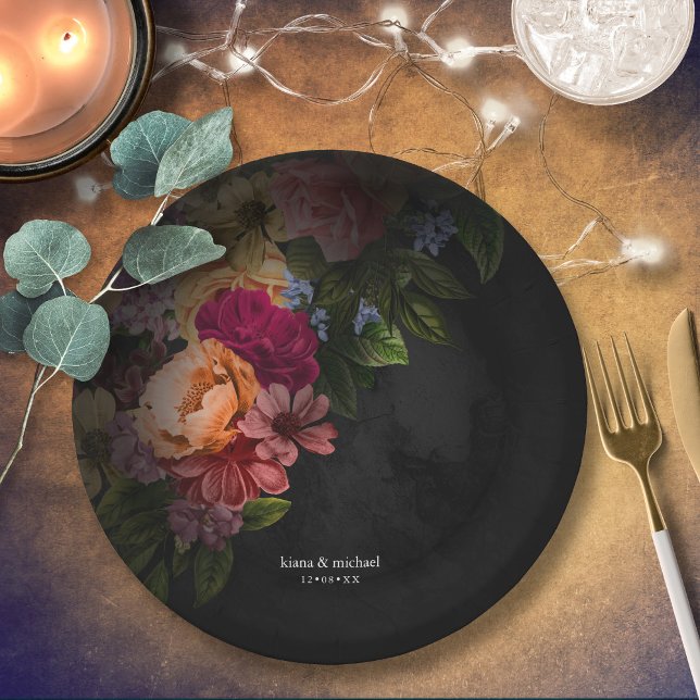 Sultry Nights Floral Wedding V2 ID829 Paper Plates (Creator Uploaded)
