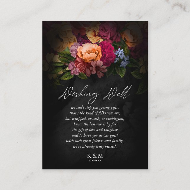 Sultry Nights Floral Wedding Wishing Well V3 ID829 Enclosure Card (Front)