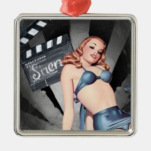 Sultry Siren Pin Up Girl Christmas Ornament