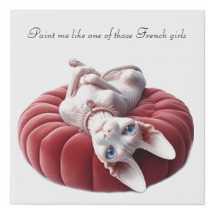 Sultry Sphynx Cat Faux Wrapped Canvas Print