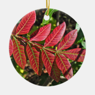 Sumac Leaves In Autumn Ceramic Ornament