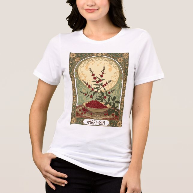 Sumac Sunrise A Haft-Sin Symbol of Renewal Tri-Blend Shirt (Front)