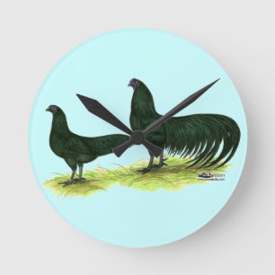 Sumatra Black Chickens Round Clock
