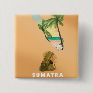 Sumatra illustrated map travel poster button