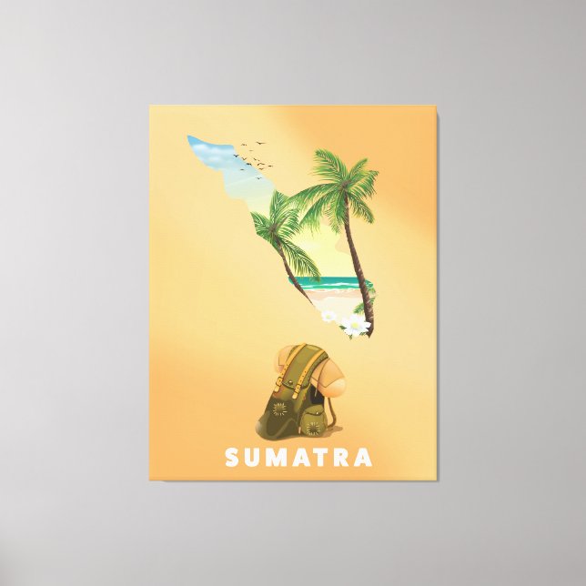 Sumatra illustrated map travel poster canvas print (Front)