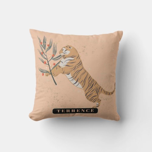 Sumatra Wild Tiger   Personalized Name Outdoor Pillow