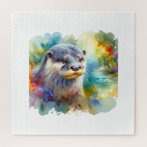 Sumatran Otter in Colorful Serenity AREF904 _ Wate Jigsaw Puzzle
