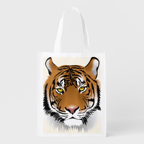 Sumatran Tiger Face Wildlife Illustration Grocery Bag