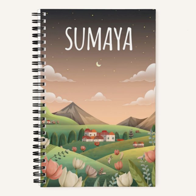Sumaya's Serene Valley Notebook 🌷🏞️🌄 (Front)