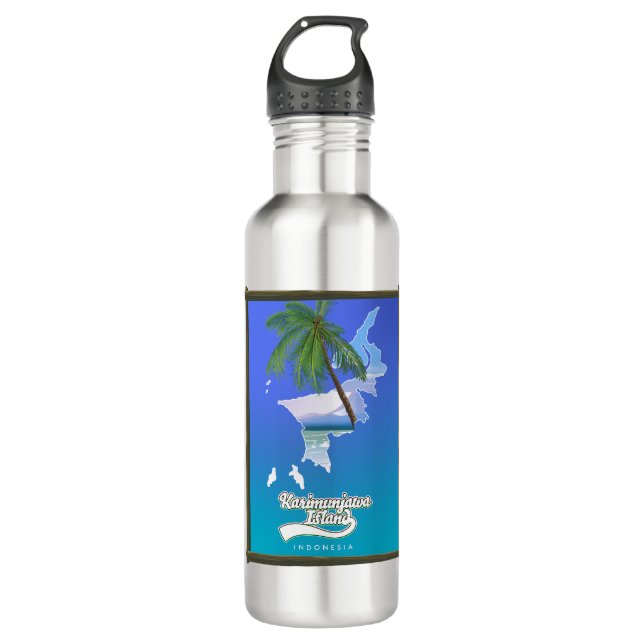 Sumba Island Indonesia travel map Stainless Steel Water Bottle (Front)