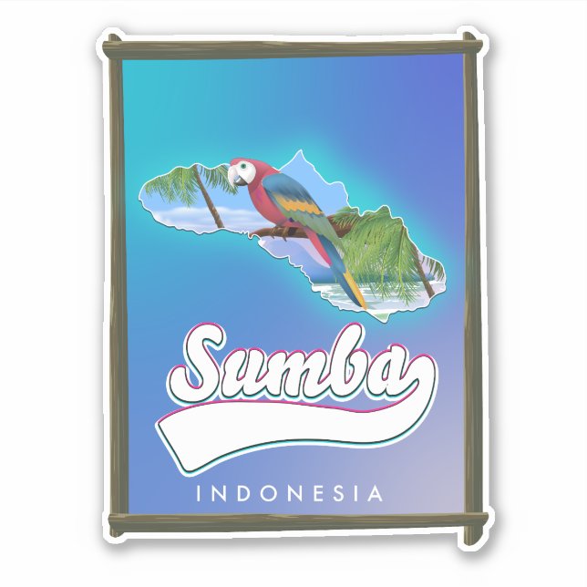 Sumba Island Indonesia travel map Sticker (Front)