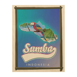 Sumba Island Indonesia travel map Wood Wall Art