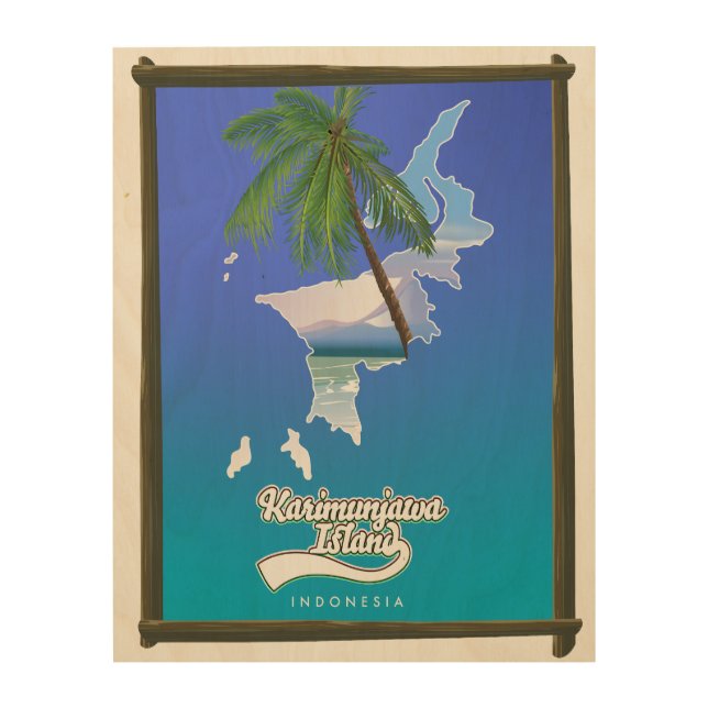 Sumba Island Indonesia travel map Wood Wall Art (Front)