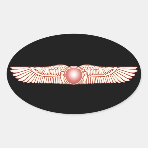 Sumerian Anunnaki Winged Sun Disk Oval Sticker