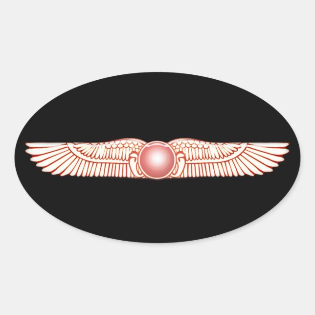 Sumerian Anunnaki Winged Sun Disk Oval Sticker (Front)