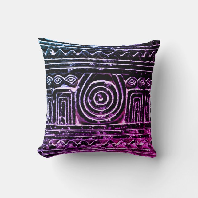 Sumerian Mesopotamian Pattern Purple Filter Throw Pillow (Front)