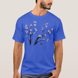 Sumi E Cherry Blossoms Sakura Kawaii Japanese Art  T-Shirt