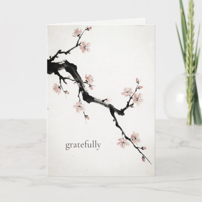 Sumi-E Ink | Cherry Blossom | Thank You Card (Front)