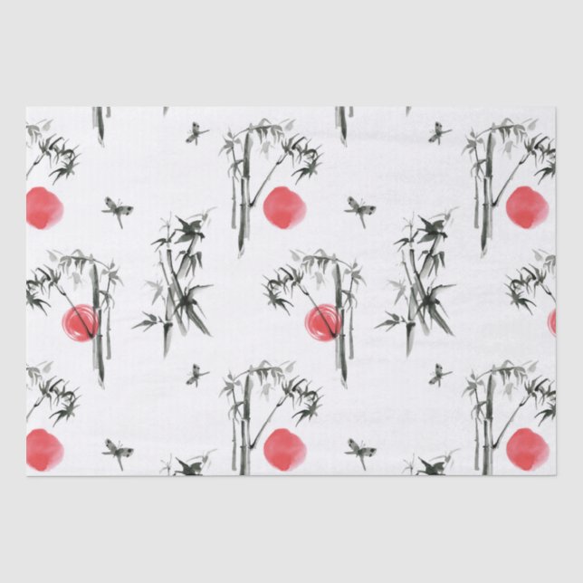 Sumi-e Japanese ink painting Tissue Paper (Front)