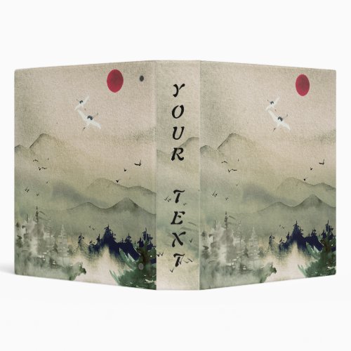 Sumi_e Japanese Watercolor Ink Landscape Asian 3 Ring Binder