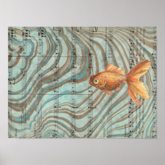 Suminagashi Goldfish Poster