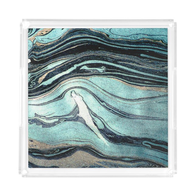 Suminagashi, Japanese Marbling Art. Acrylic Tray (Front)