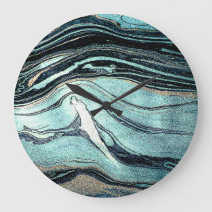 Suminagashi, Japanese Marbling Art. Large Clock