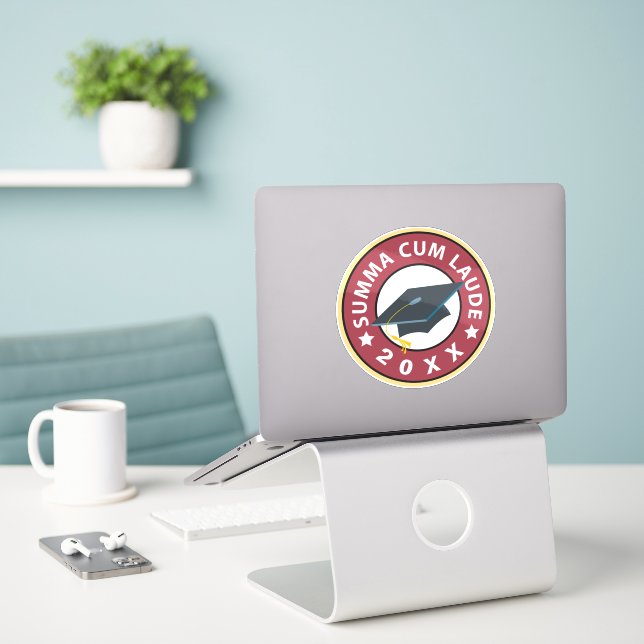 Summa Cum Laude Graduation Sticker (Laptop On Desk)