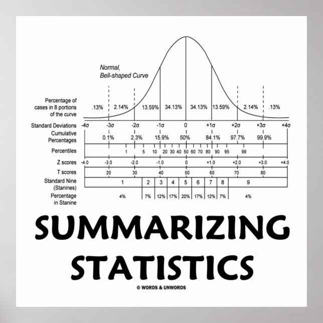 Summarizing Statistics (Bell Curve Distribution) Poster (Front)