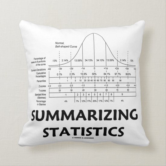 Summarizing Statistics (Bell Curve Distribution) Throw Pillow