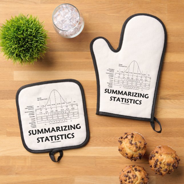 Summarizing Statistics Normal Distribution Curve Oven Mitt & Pot Holder Set (Top Down)