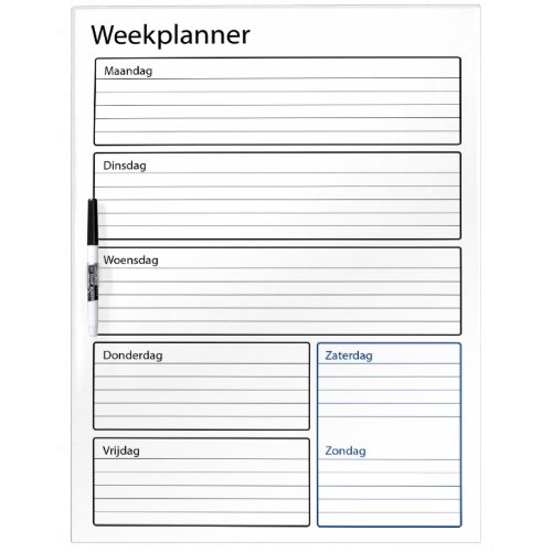 Summary weekly scheduler dry erase board