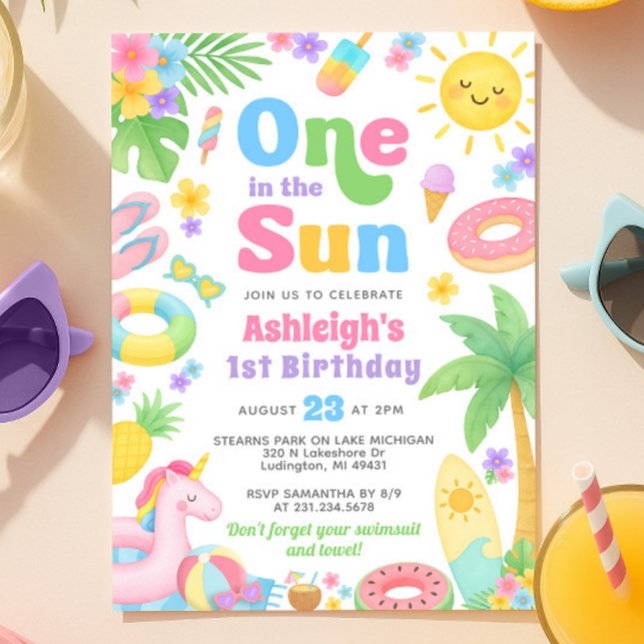Summer 1st Birthday Invitation - One in the Sun (Summer 1st Birthday Invitation - One in the Sun)