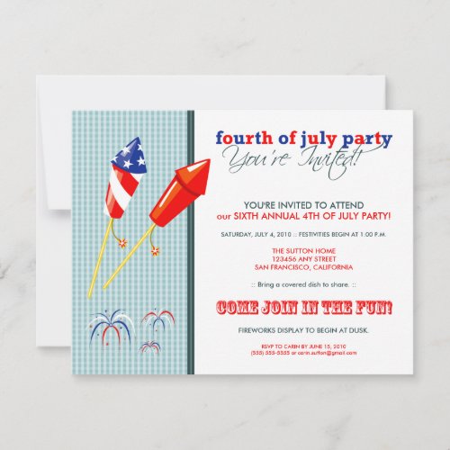 Summer 4th of July PartyCookout Invitation  2