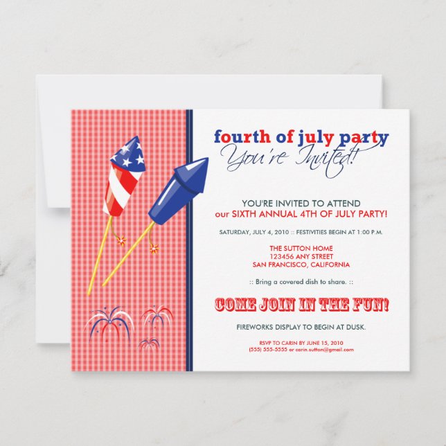 Summer 4th of July Party/Cookout Invitation :: 2a (Front)