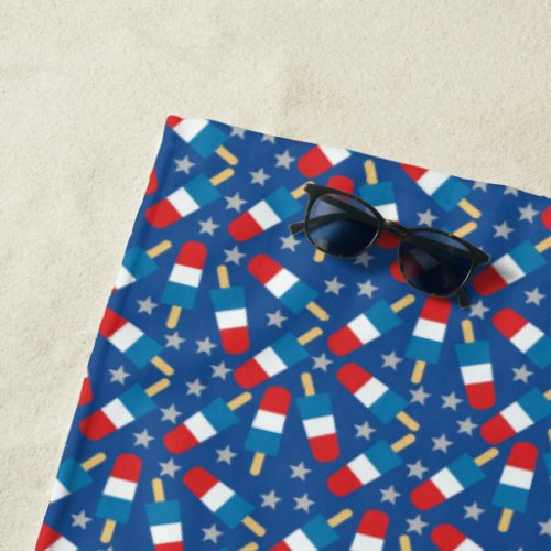 Summer 4th of July Patriotic Popsicles Beach Towel