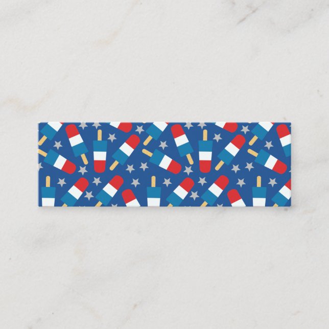 Summer 4th of July Patriotic Popsicles Bookmark Mini Business Card (Front)