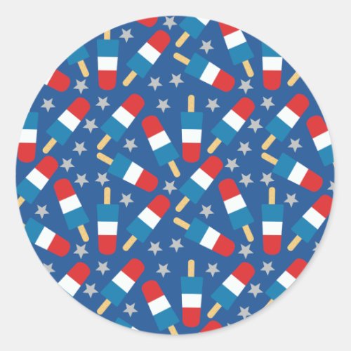 Summer 4th of July Patriotic Popsicles Classic Round Sticker