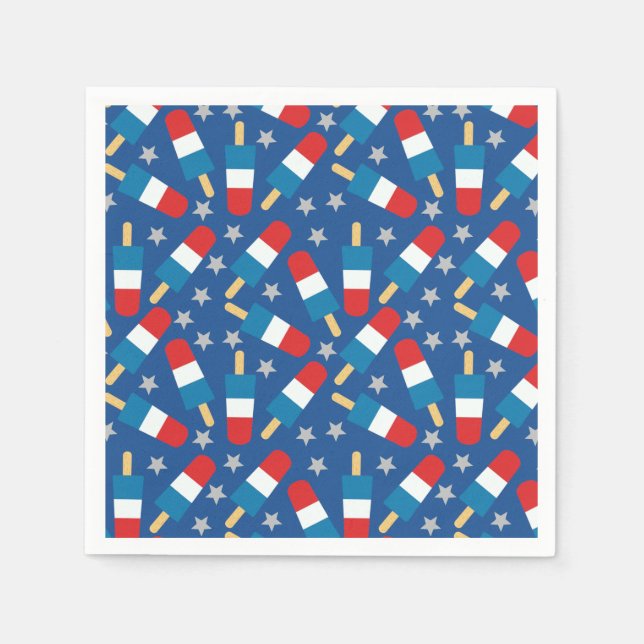 Summer 4th of July Patriotic Popsicles Napkins (Front)