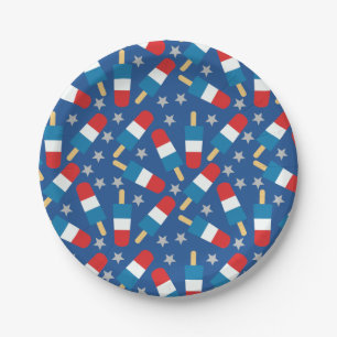 Summer 4th of July Patriotic Popsicles Paper Plates