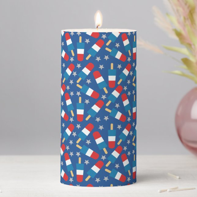 Summer 4th of July Patriotic Popsicles Pillar Candle (In Situ)