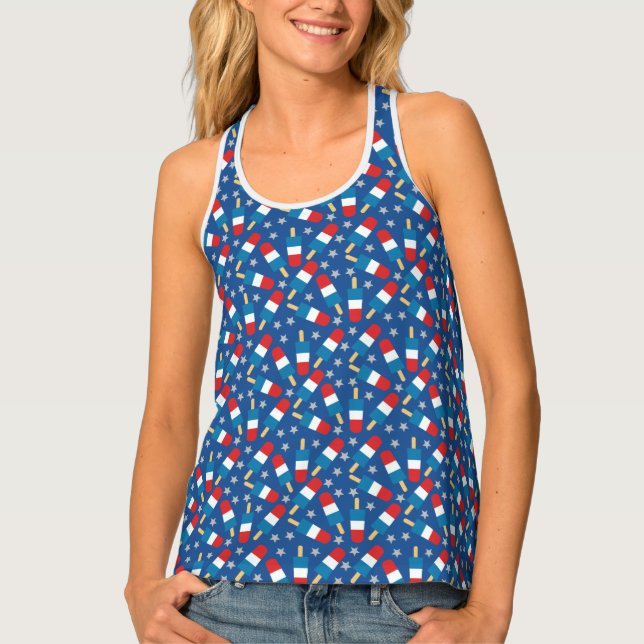 Summer 4th of July Patriotic Popsicles Tank Top (Front)