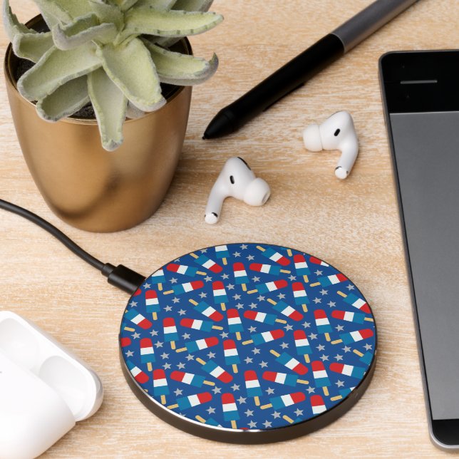 Summer 4th of July Patriotic Popsicles Wireless Charger (Desk 2)