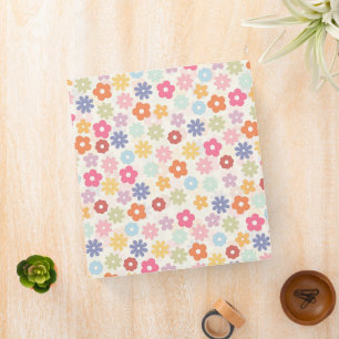 Summer 70’s Boho Retro Daisy Flowers 3 Ring Binder